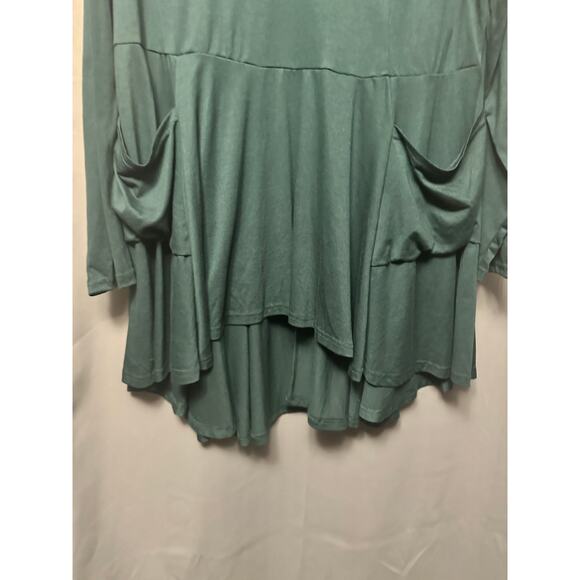 Plus Size 3X 22 24 Green BloomChic V Neck Long Sleeve Oversized Tunic Pockets - Picture 6 of 9